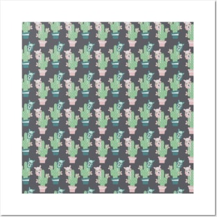 Llama Drama Cactus Pattern Posters and Art